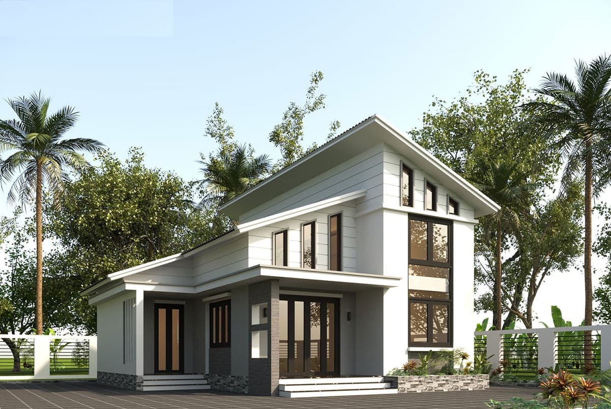 Nhà cấp 4 2 phòng ngủ mái lệch gây ấn tượng từ vẻ ngoài 