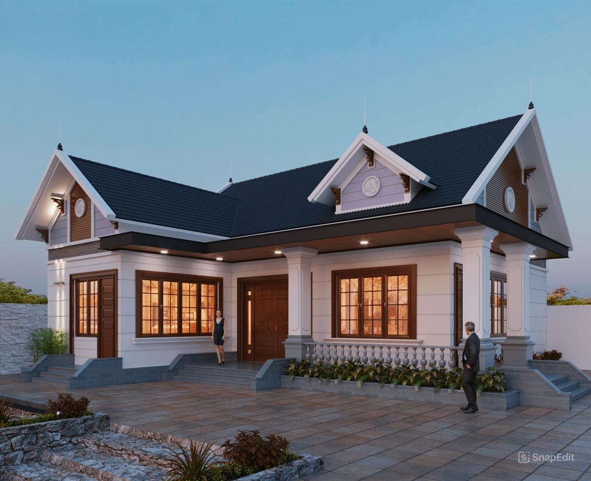 Nhà cấp 4 4 phòng ngủ 400 triệu chữ L với mái Thái độc đáo