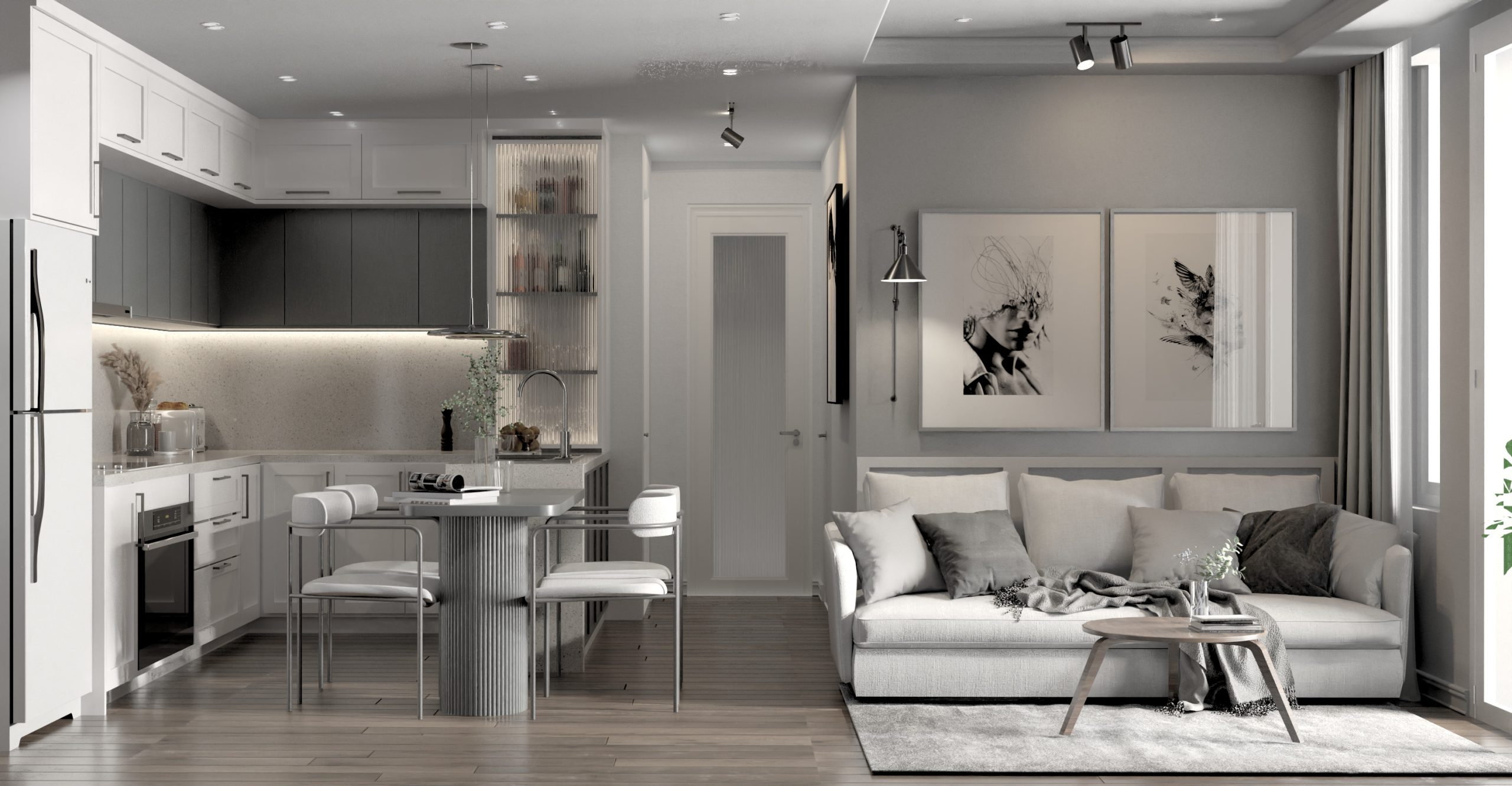 Nội thất phòng khách hiện đại scandiavian